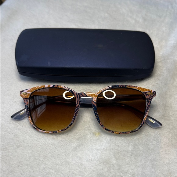 Vera Bradley Bree Fern Paisley Blue Tan Handmade Designer Sunglasses